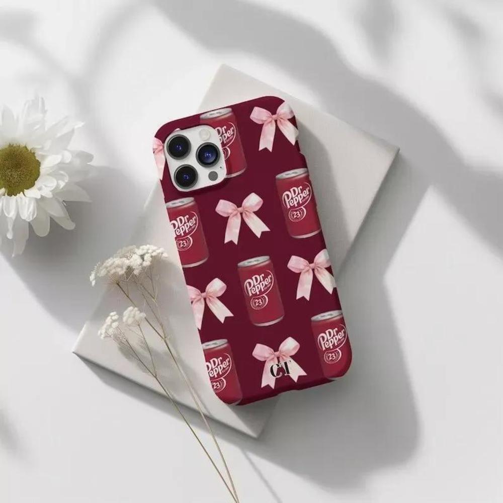 Dr Pepper Coquette Phone Case Cute Pink Bow Collage Phone Case - Picture 1 of 4